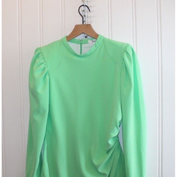 A.L.C. Jane Mini Dress Size 8 Green Ruched Long Sleeve Cocktail Party - Picture 4 of 13